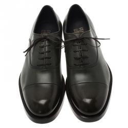 مملوكة مسبقًا Salvatore Ferragamo Olive Green Leather Pride Oxfords Size 43