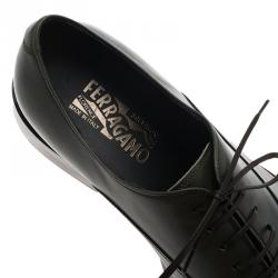 مملوكة مسبقًا Salvatore Ferragamo Olive Green Leather Pride Oxfords Size 43