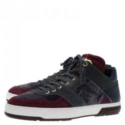 Pre Owned Salvatore Ferragamo Tricolor Leather And Suede Monroe Sneakers Size 44