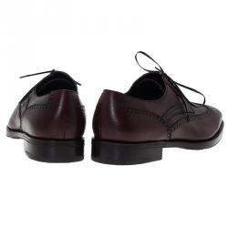 Pre Owned Salvatore Ferragamo Burgundy Leather Marciano Wing Tip Derby Size 43.5