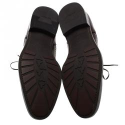 Pre Owned Salvatore Ferragamo Burgundy Leather Marciano Wing Tip Derby Size 43.5