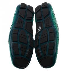 Pre Owned حذاء لوفرز سالفاتوري فيراغامو باريغي جلد نقشة التمساح أخضر مقاس 41