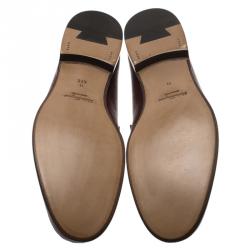Pre Owned Salvatore Ferragamo Burgundy Leather Mason Gancio Bit Loafers Size 44