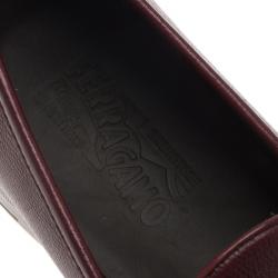 Pre Owned Salvatore Ferragamo Burgundy Leather Mason Gancio Bit Loafers Size 44