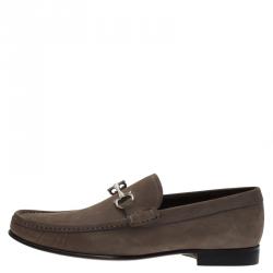 Pre Owned حذاء لوفرز سالفاتوري فيراغامو موريس غانسيو بيت سويدي رصاصي مقاس 41.5