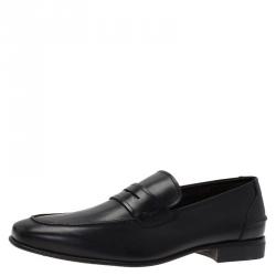 Pre Owned Salvatore Ferragamo Black Leather Napoleone Penny Loafers Size 42.5
