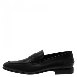Pre Owned Salvatore Ferragamo Black Leather Napoleone Penny Loafers Size 42.5