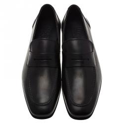 Pre Owned Salvatore Ferragamo Black Leather Napoleone Penny Loafers Size 42.5