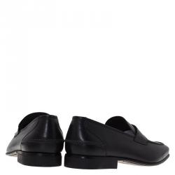 Pre Owned Salvatore Ferragamo Black Leather Napoleone Penny Loafers Size 42.5