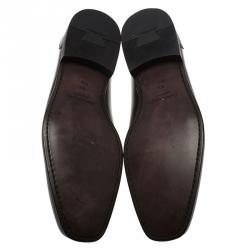 Pre Owned Salvatore Ferragamo Black Leather Napoleone Penny Loafers Size 42.5
