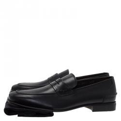 Pre Owned Salvatore Ferragamo Black Leather Napoleone Penny Loafers Size 42.5