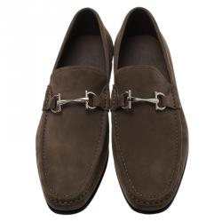 Pre Owned Salvatore Ferragamo Brown Nubuck Maurice Gancio Bit Loafers Size 43