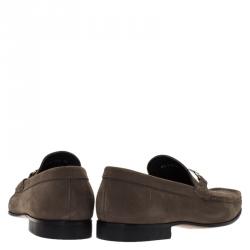 Pre Owned Salvatore Ferragamo Brown Nubuck Maurice Gancio Bit Loafers Size 43