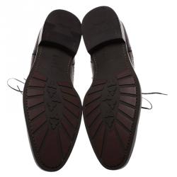 Pre Owned Salvatore Ferragamo Burgundy Brogue Leather Marciano Wing Cap Derby Size 43