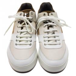 Salvatore Ferragamo Two Tone Leather And Suede Monroe Sneakers Size 43.5