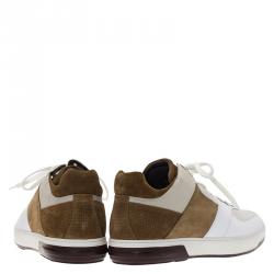 Salvatore Ferragamo Two Tone Leather And Suede Monroe Sneakers Size 43.5