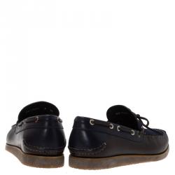 Pre Owned حذاء لوفرز سالفاتوري فيراغامو مانيلا بفيونكة سويدي وجلد أزرق مقاس 41