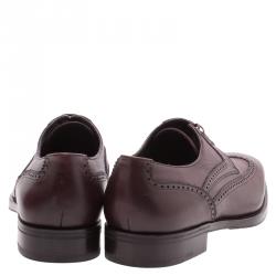 Pre Owned Salvatore Ferragamo Burgundy Leather Marciano Wing Tip Derby Size 42.5
