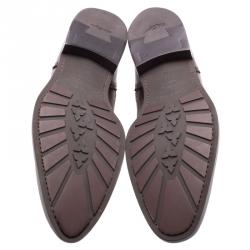 Pre Owned Salvatore Ferragamo Burgundy Leather Marciano Wing Tip Derby Size 42.5