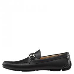 Pre Owned Salvatore Ferragamo Black Leather Parigi Gancio Bit Loafers Size 41.5