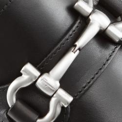 Pre Owned Salvatore Ferragamo Black Leather Parigi Gancio Bit Loafers Size 41.5