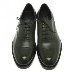 مملوكة مسبقًا Salvatore Ferragamo Olive Leather Pride Oxfords Size 42.5