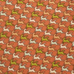 Pre Owned Salvatore Ferragamo Orange Equestrian Print Silk Tie