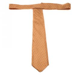 Pre Owned Salvatore Ferragamo Orange Equestrian Print Silk Tie