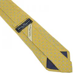 Pre Owned Salvatore Ferragamo Yellow Silk Printed Tie 