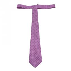 Pre Owned Salvatore Ferragamo Purple Silk Printed Tie 