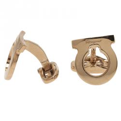 Pre Owned Salvatore Ferragamo Gold-Plated Steel Gancio Men's Cufflinks