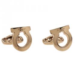 Pre Owned Salvatore Ferragamo Gold-Plated Steel Gancio Men's Cufflinks
