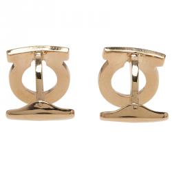 Pre Owned Salvatore Ferragamo Gold-Plated Steel Gancio Men's Cufflinks