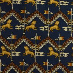 Pre Owned Salvatore Ferragamo Navy Blue Lions Print Silk Tie