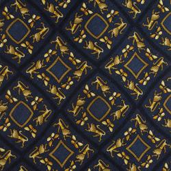 Pre Owned Salvatore Ferragamo Navy Blue Lion Print Silk Tie