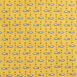 Pre Owned Salvatore Ferragamo Yellow Fish Print Silk Tie