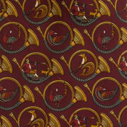 Pre Owned Salvatore Ferragamo Burgundy Trumpets Printed Silk Tie