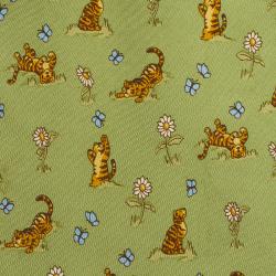 Pre Owned Salvatore Ferragamo Green Tiger and Flower Print Silk Tie