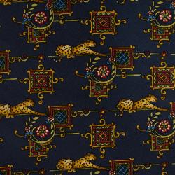 Pre Owned Salvatore Ferragamo Navy Blue Leopard Print Silk Tie