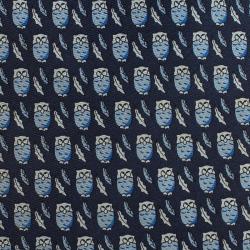 Pre Owned Salvatore Ferragamo Navy Blue Owl Print Silk Tie