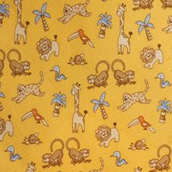 Pre Owned Salvatore Ferragamo Yellow Animals Print Silk Tie