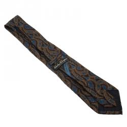 Pre Owned Salvatore Ferragamo Navy Blue Floral Print Silk Tie