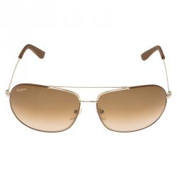 Salvatore Ferragamo Brown Leather SF119SL Aviators