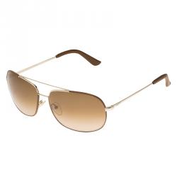 Salvatore Ferragamo Brown Leather SF119SL Aviators