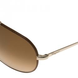 Salvatore Ferragamo Brown Leather SF119SL Aviators