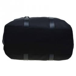 Salvatore Ferragamo Black Nylon and Leather Strap Weekender Bag