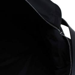 Salvatore Ferragamo Black Nylon and Leather Strap Weekender Bag