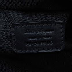 Salvatore Ferragamo Black Nylon and Leather Strap Weekender Bag