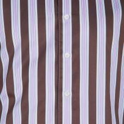 Pre Owned Salvatore Ferragamo Men's Brown and Pink Striped Shirt L