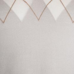 Salvatore Ferragammo Beige Argyle Pattern V-Neck Sweater M